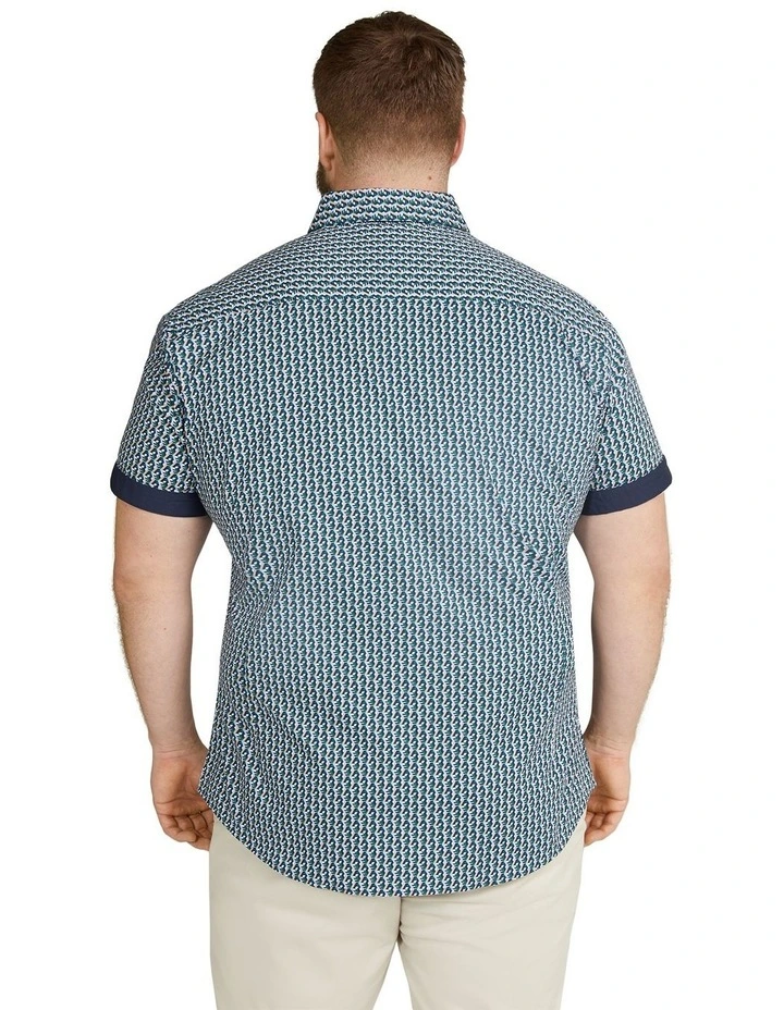 Egan Print Stretch Shirt in Navy image 2