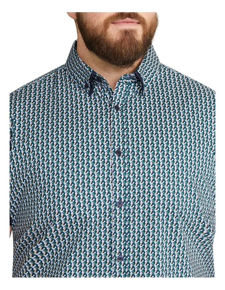 Egan Print Stretch Shirt in Navy image 3