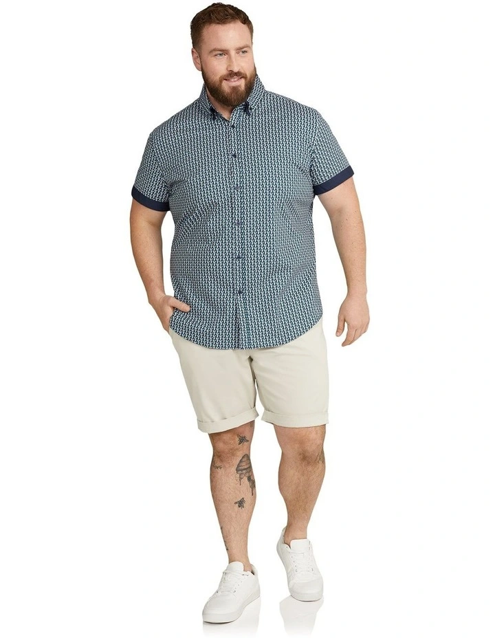 Egan Print Stretch Shirt in Navy image 4