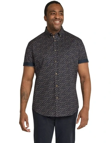 Byron Print Shirt in Navy