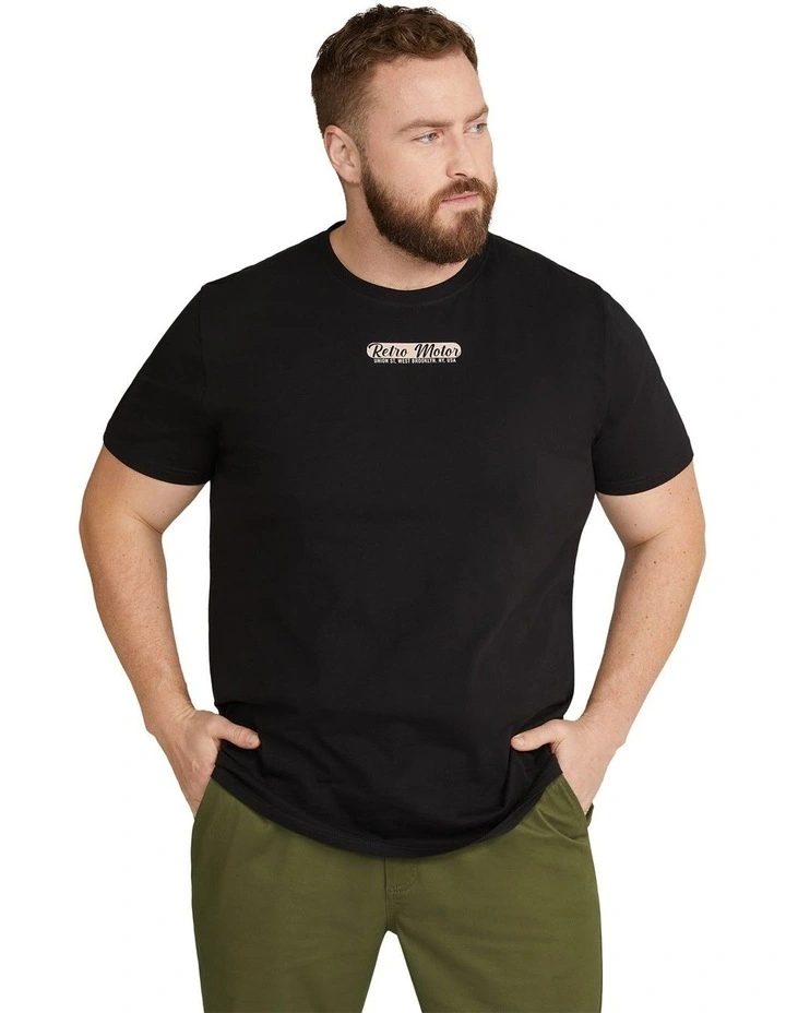 Retro Motor Crew Neck Tee in Black image 1