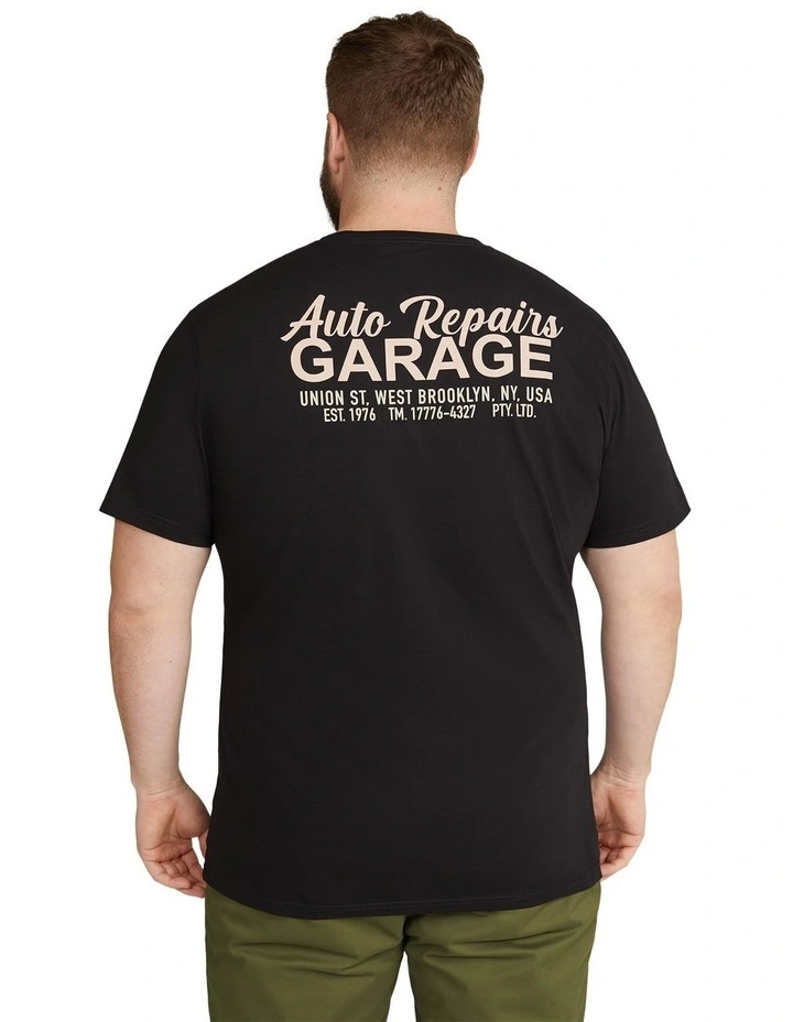 Retro Motor Crew Neck Tee in Black image 2