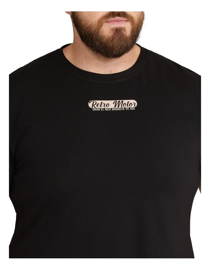 Retro Motor Crew Neck Tee in Black image 3