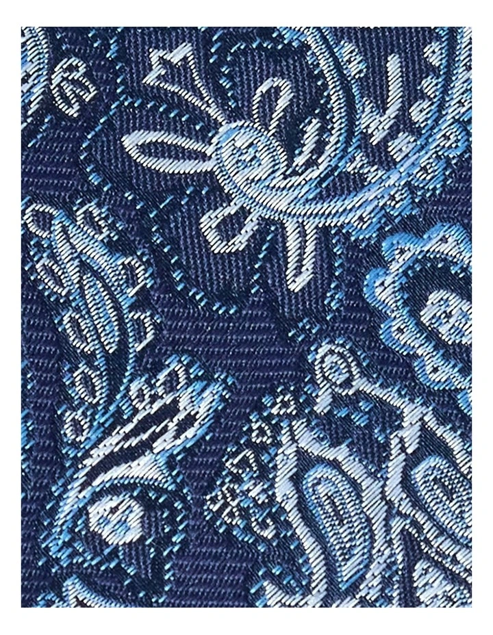 Mixed Paisley Tie 8.5Cm in Blue image 2