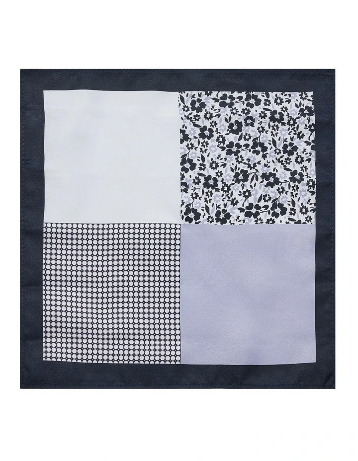 Tie and Print Pocket Square Set in Navy image 3