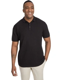 Myles Knitted Polo Shirt in Black