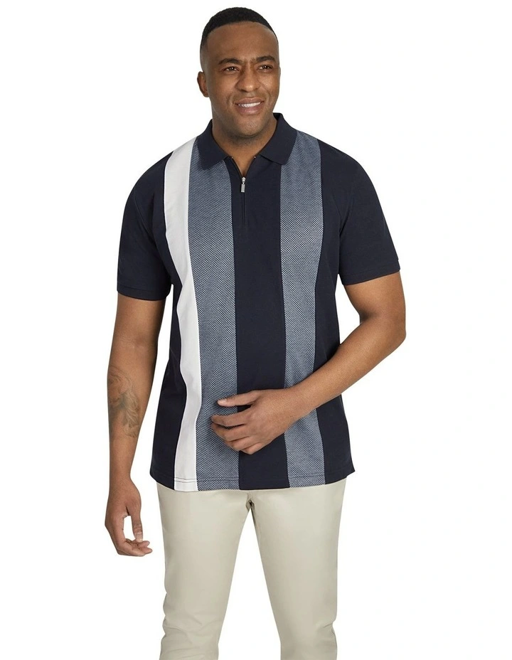 Huxlie Spliced Polo Shirt in Navy image 1