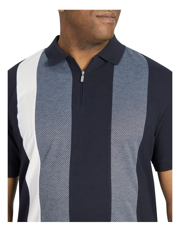 Huxlie Spliced Polo Shirt in Navy image 3