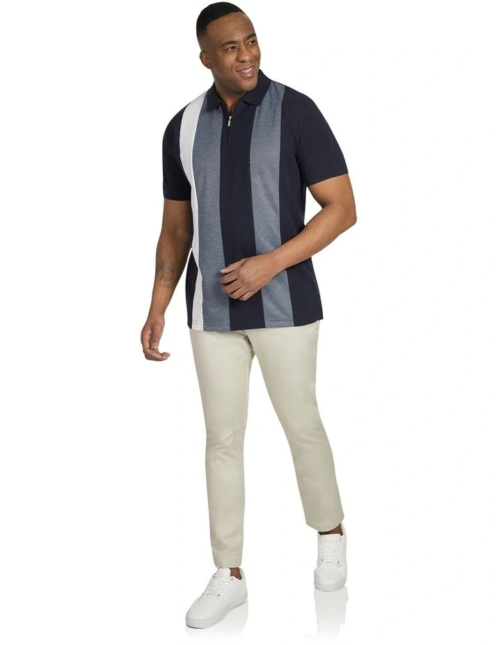 Huxlie Spliced Polo Shirt in Navy image 4