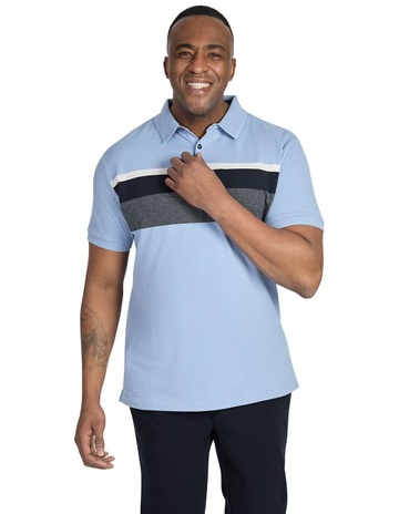 Nile Engineered Stripe Polo Shirt in Powder Blue