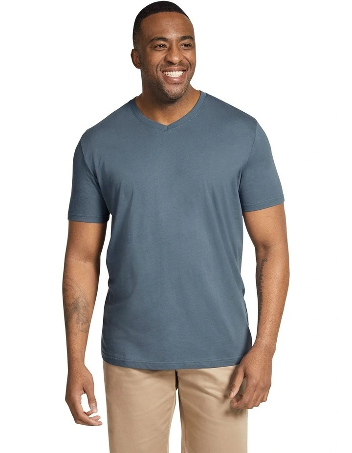 Essential V Neck Tee in Denim Blue image 1