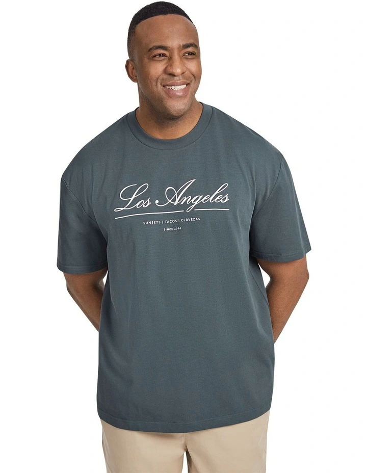 Los Angeles Relaxed Fit Tee in Steel Blue image 1