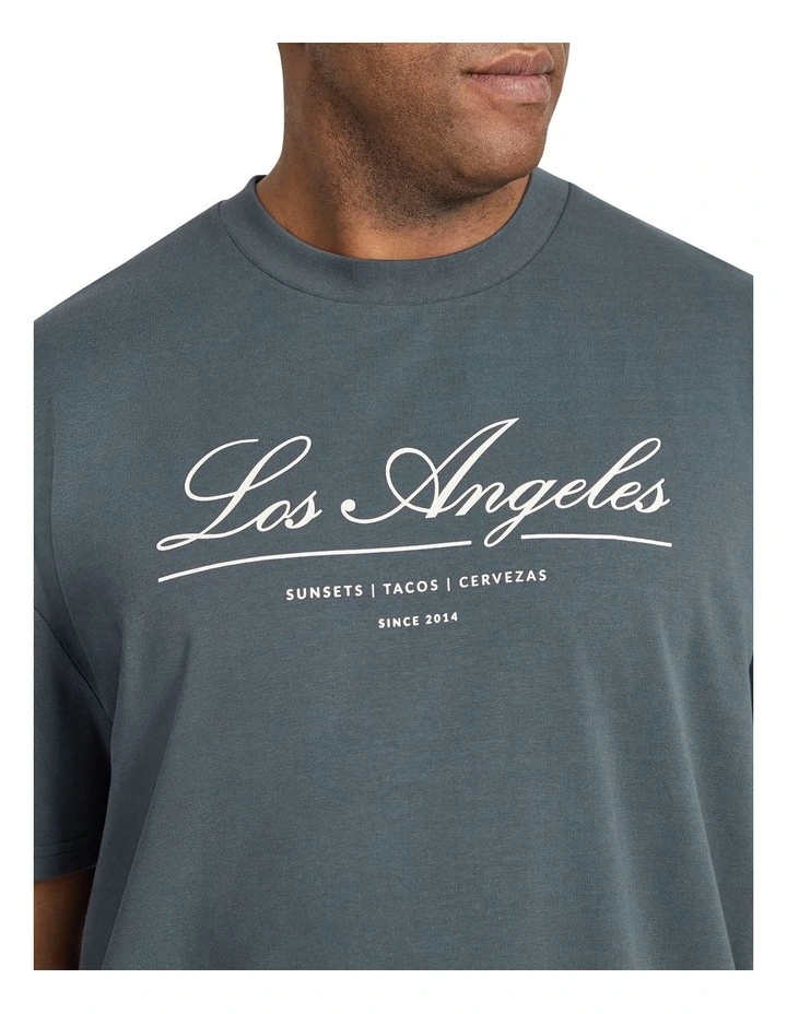 Los Angeles Relaxed Fit Tee in Steel Blue image 3