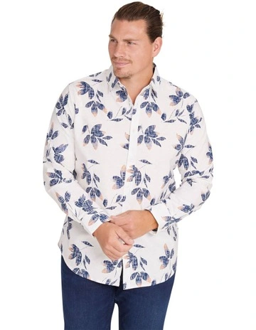 Casper Floral Linen Shirt in Ivory