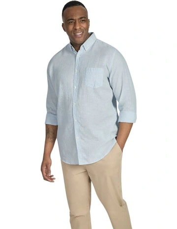 Serge Melange Linen Shirt in Blue