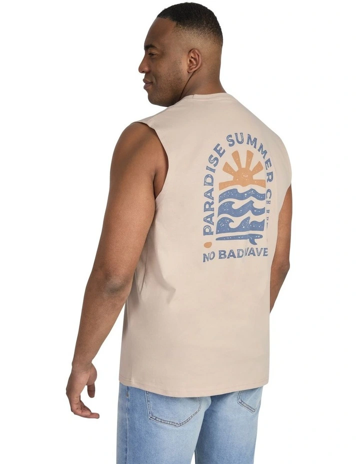 Summer Club Muscle Tee in Stone image 1