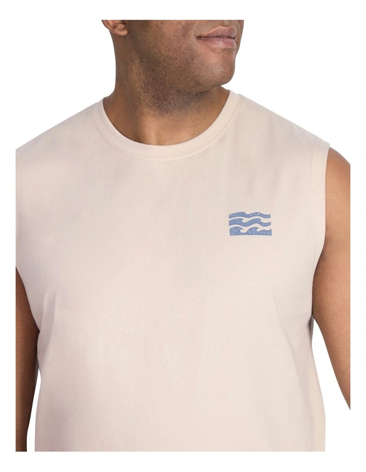 Summer Club Muscle Tee in Stone image 3