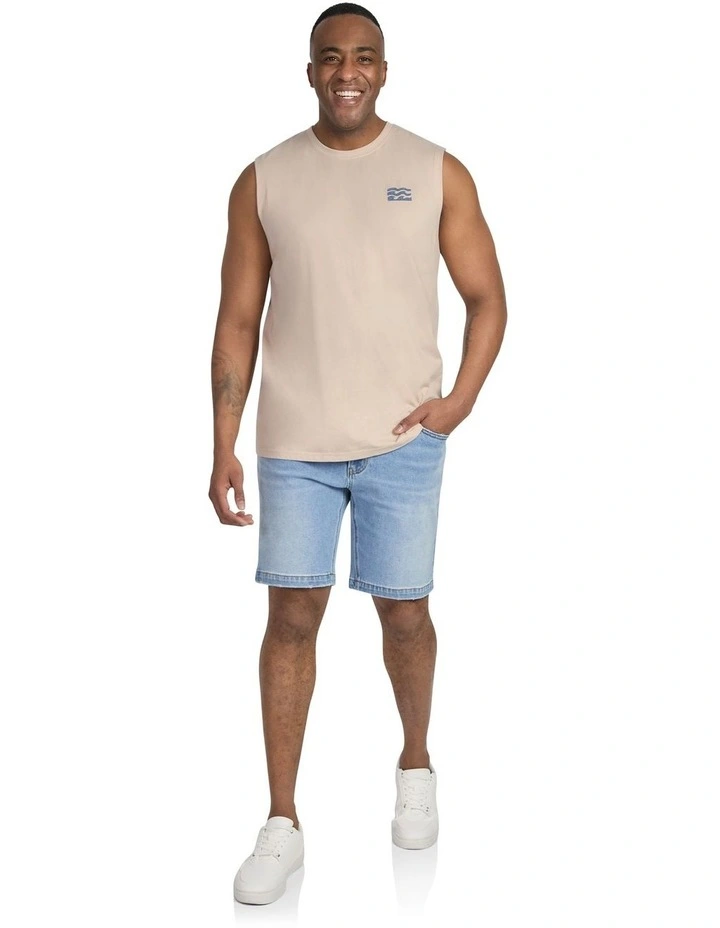 Summer Club Muscle Tee in Stone image 4