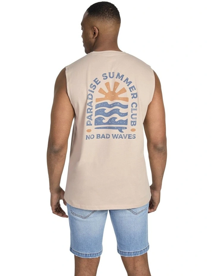 Summer Club Muscle Tee in Stone image 5