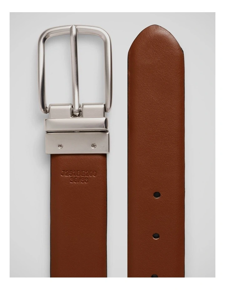Leon Stretch Reversible Belt in Black / Tan image 3