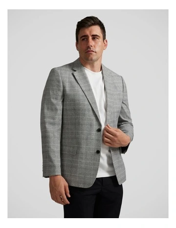 Davis Check Stretch Blazer in Grey