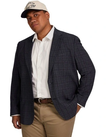 Heath Check Stretch Blazer in Steel