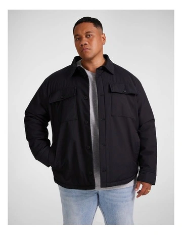 Cyrus Puffer Shacket in Black Slate
