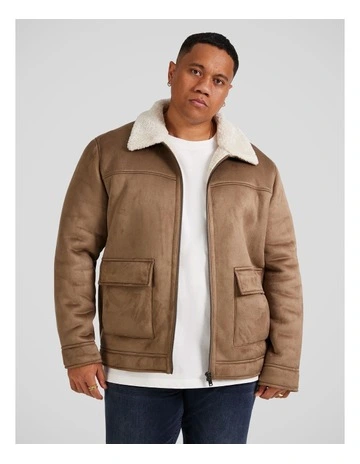 Val Sherpa Suede Jacket in Taupe