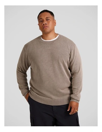 Acid Wash Sweater in Taupe