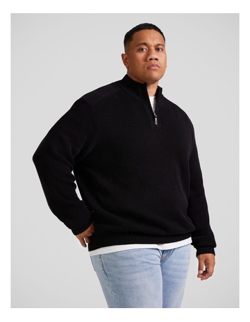 Dempsey 1/4 Zip Sweater in Black