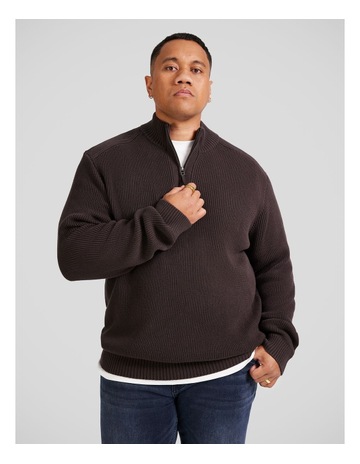 Dempsey 1/4 Zip Sweater in Espresso