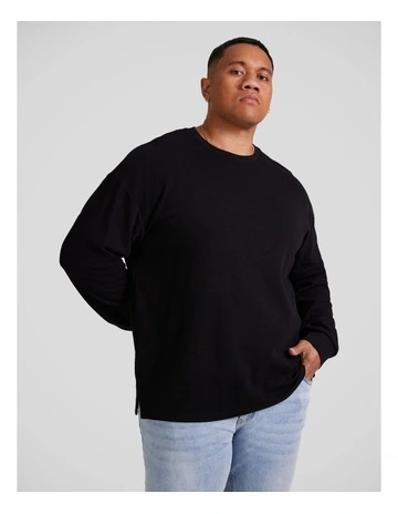 Waffle Long Sleeve Top in Black