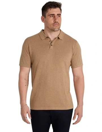 Edwards Knit Polo in Camel