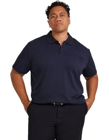 Justin Jacquard Polo Shirt in Navy