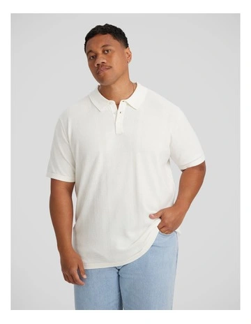 Archie Textured Knit Polo in Cream