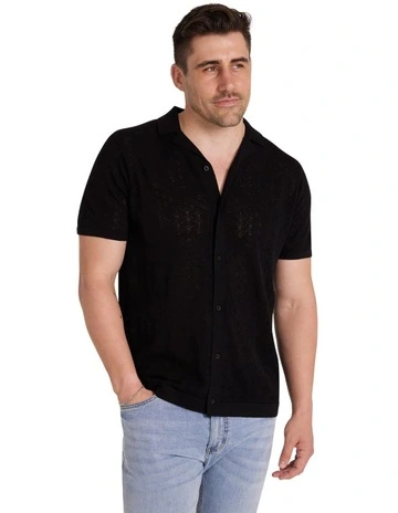Rombus Knit Shirt in Black