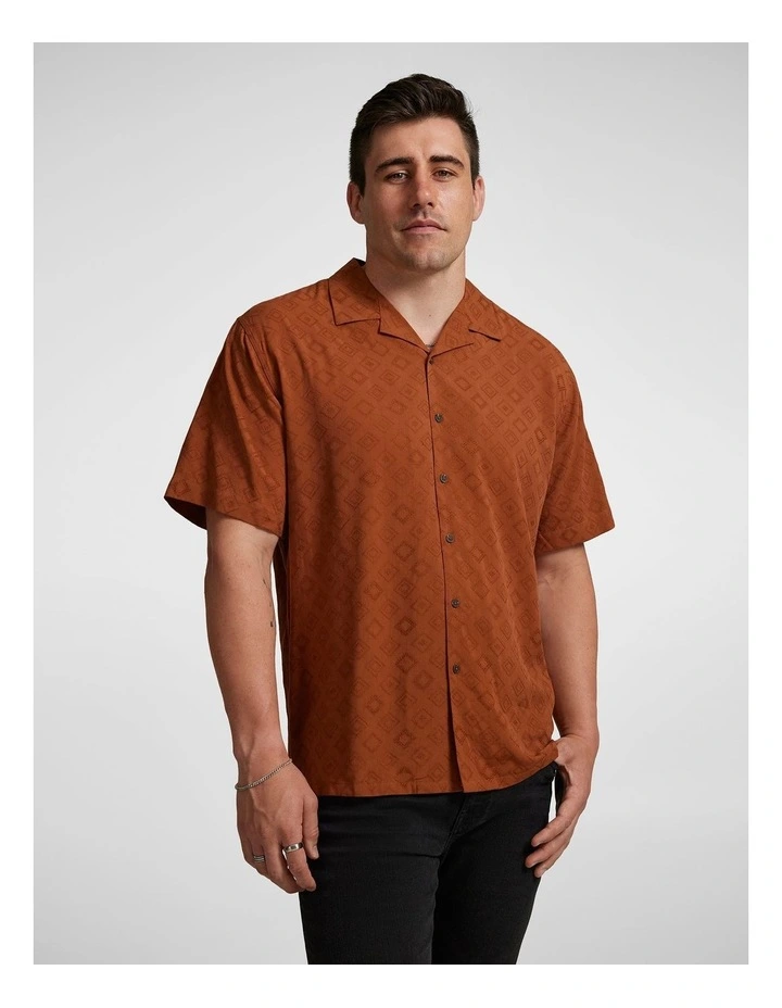 Lattice Relaxed Fit Shirt in Rust image 1