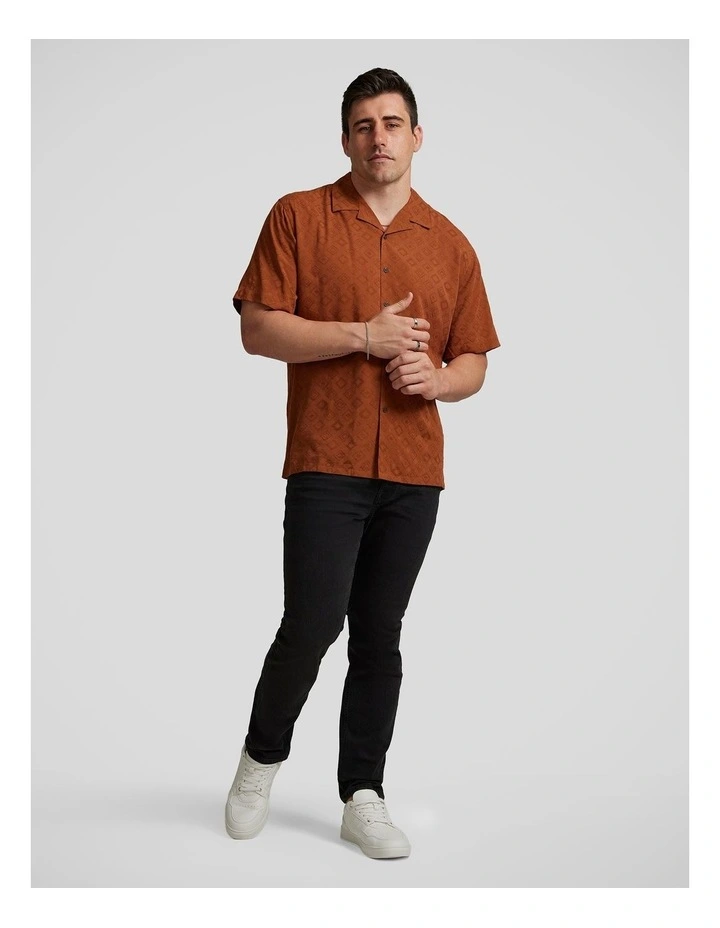 Lattice Relaxed Fit Shirt in Rust image 6