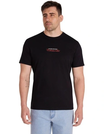 Worldwide Crew Neck Tee in Black
