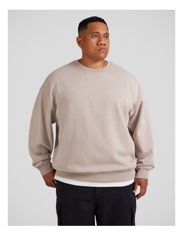 Relaxed Fit Crew Sweater in Stone