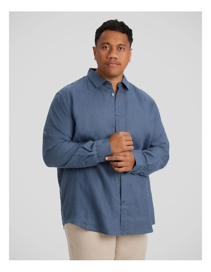 Resort Relaxed Fit Linen Shirt in Steel Blue image 1