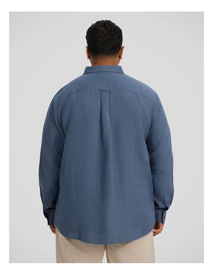 Resort Relaxed Fit Linen Shirt in Steel Blue image 2