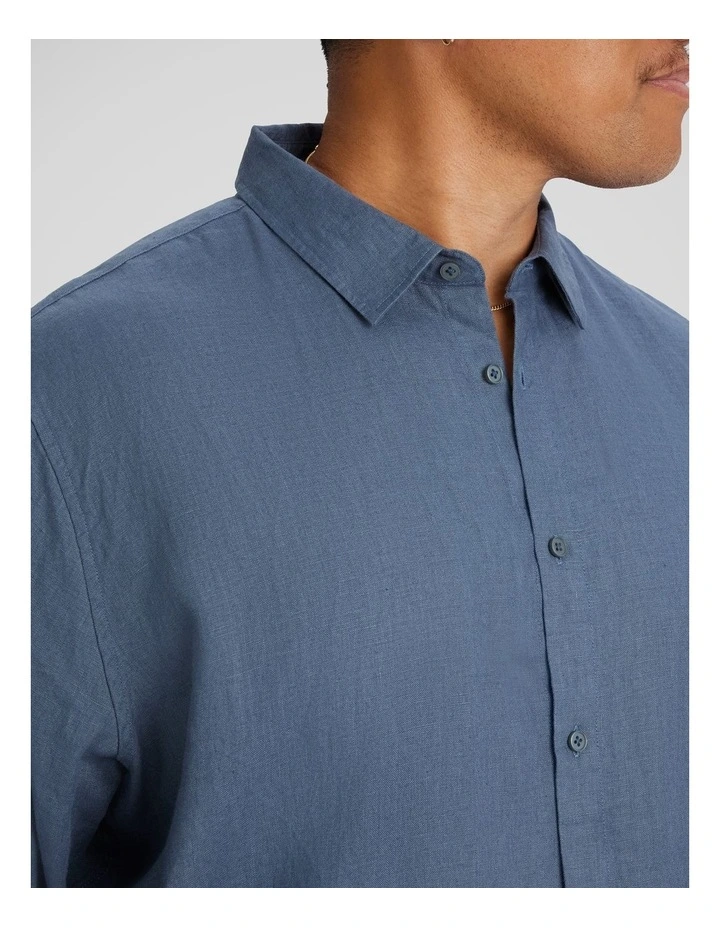 Resort Relaxed Fit Linen Shirt in Steel Blue image 3