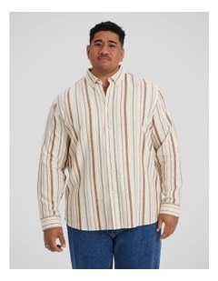 Percy Stripe Linen Shirt in Bronze