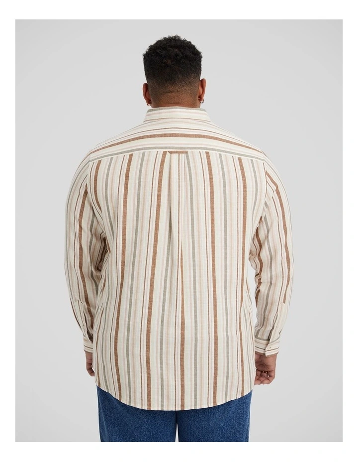Percy Stripe Linen Shirt in Bronze image 2