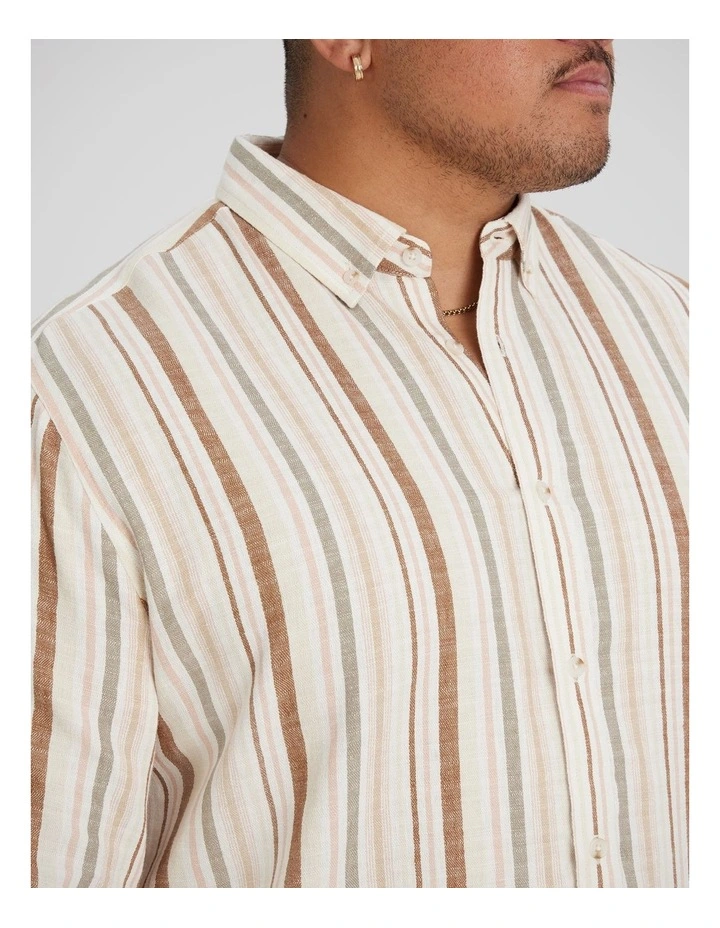 Percy Stripe Linen Shirt in Bronze image 3