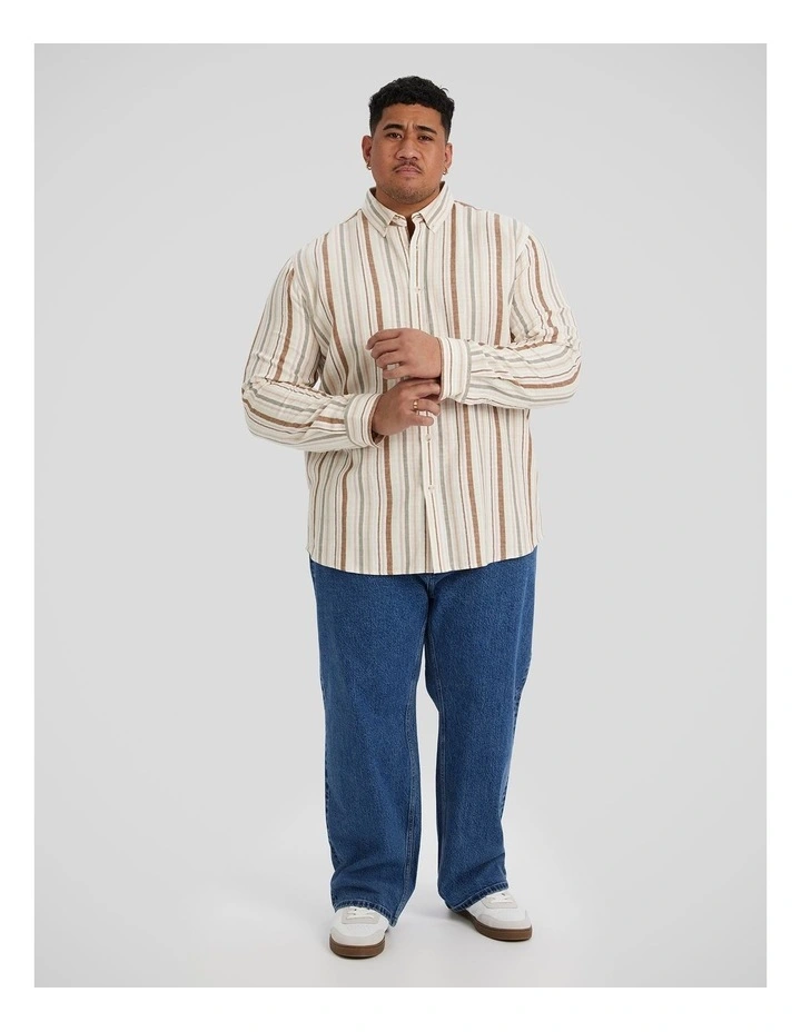 Percy Stripe Linen Shirt in Bronze image 4