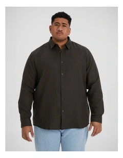Resort Relaxed Fit Linen Shirt in Army