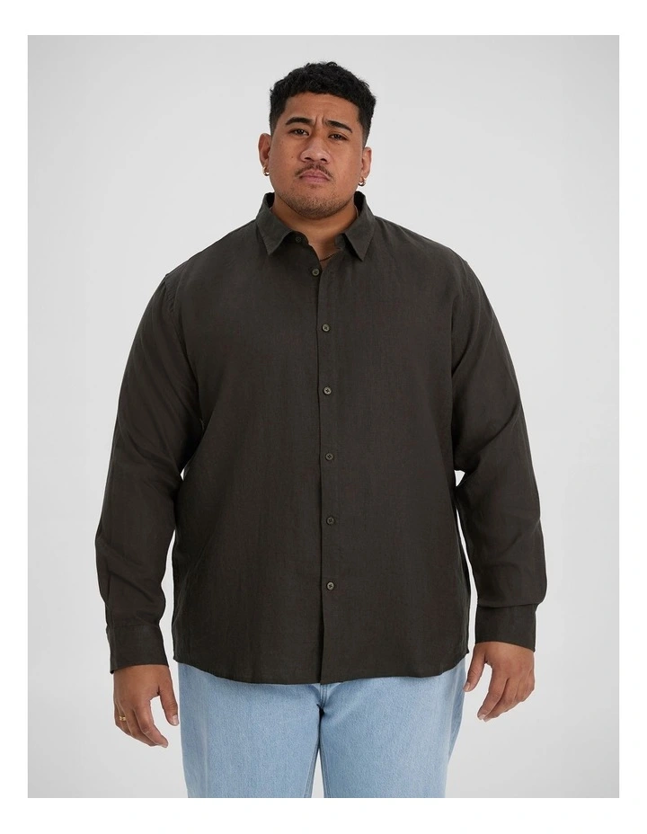 Resort Relaxed Fit Linen Shirt in Army image 1