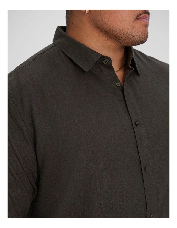 Resort Relaxed Fit Linen Shirt in Army image 3